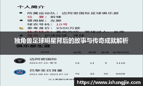 独角兽足球明星背后的故事与传奇成就解析
